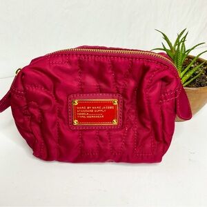 Marc by Marc Jacobs Red Quilted Cosmetic Bag Gold Zip
